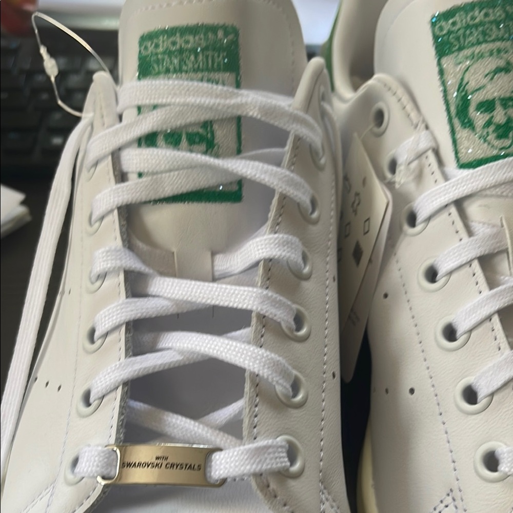 Adidas Stan Smith White Sneakers with Green Accents